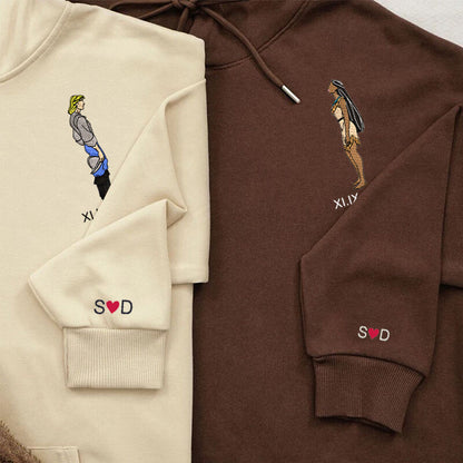 Personalized Hoodie Custom Embroidered Couple Color Photo and Messages Exquisite Gift for Lover