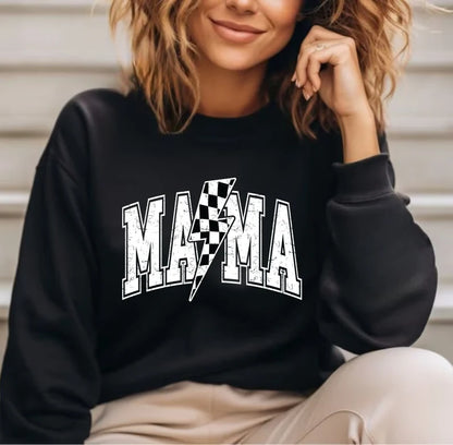 Mama Varsity Shirt, Dada Shirt, Checkered Mom Shirt, Mother's Day Gift, Lightning Bolt Mama Sweatshirt, Father's Day Gift, Gift for Mom