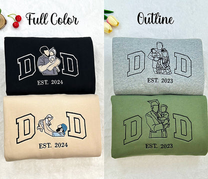 Custom Dad Shirt - Embroidered Portrait Shirt with Photo - Unique Gift for Dad and Family