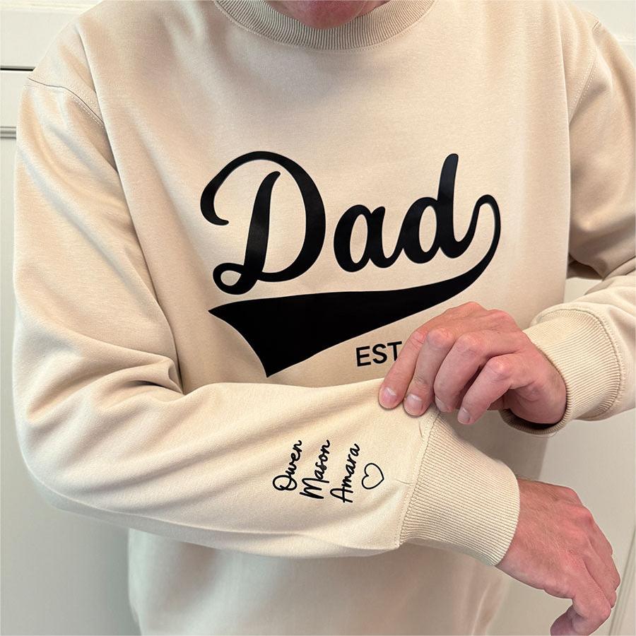 Personalized Dad T-shirt/Sweatshirt/Hoodie with Kids Name on sleeve