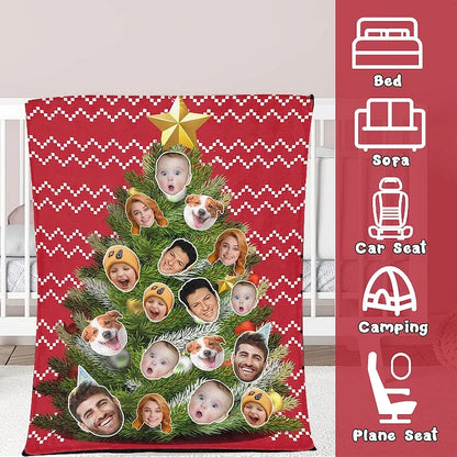 Custom Christmas Photo Blanket,Christmas Blanket Personalized Pet Faces Blankets