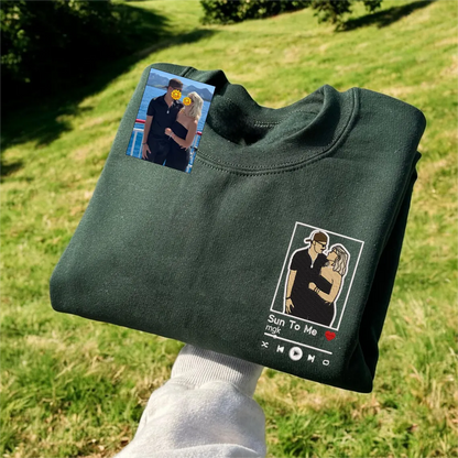 Loversdovey Embroidered Portrait from Photo With Love Song Sweatshirt