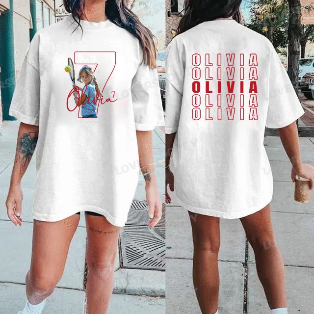 Custom Tennis Personalize Cheer Tee- Custom Photo & Number & Name Print Sport Shirt