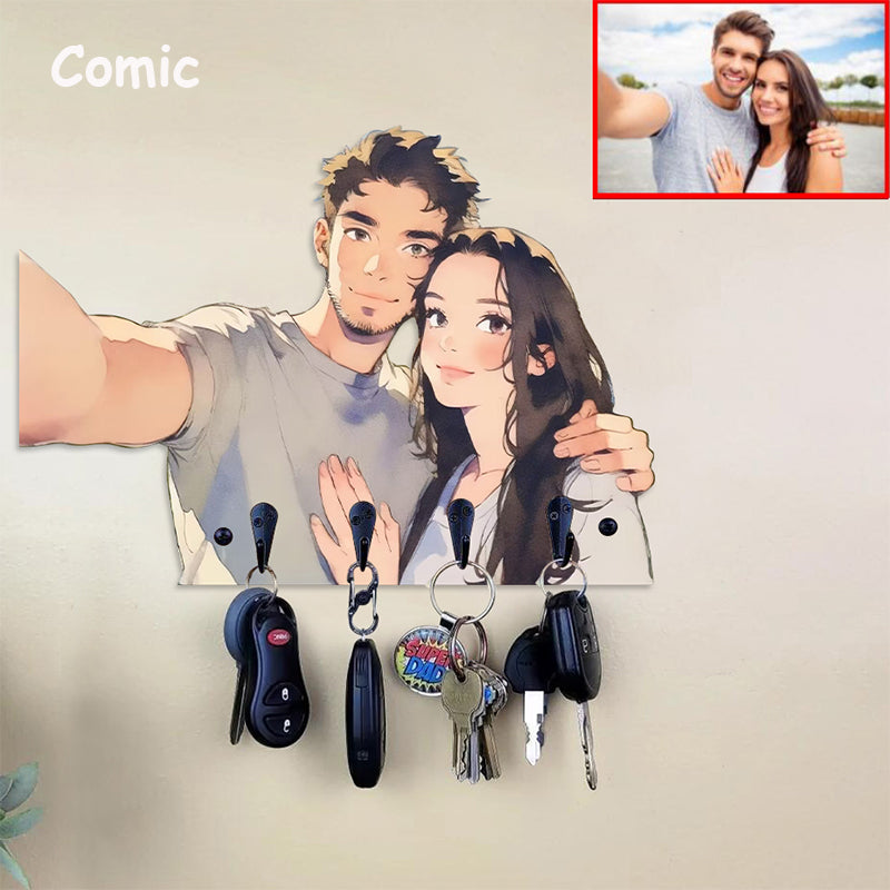 Personalised Portrait Couple/Family Key Holder