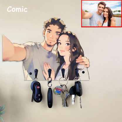 Personalised Portrait Couple/Family Key Holder