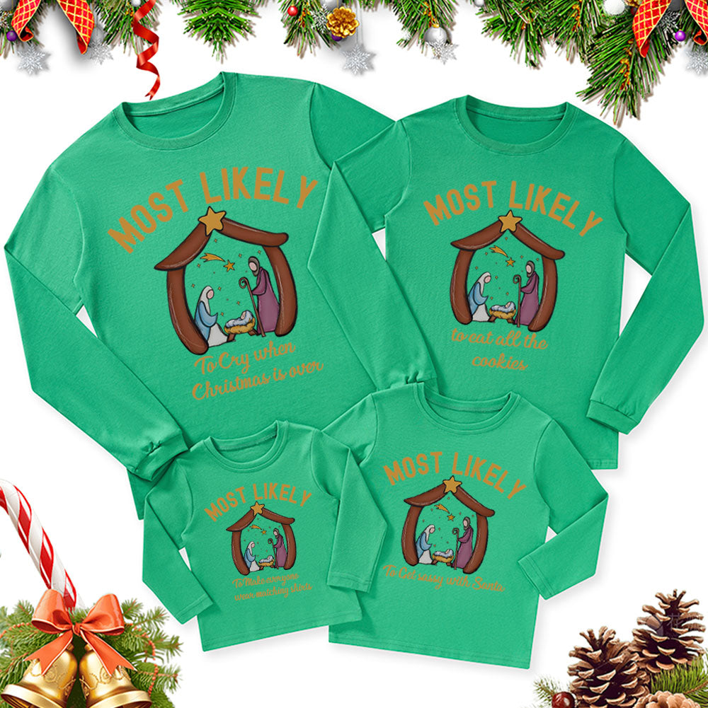 Personalized Most Likely Christmas Family Matching Long Sleeve T-Shirt