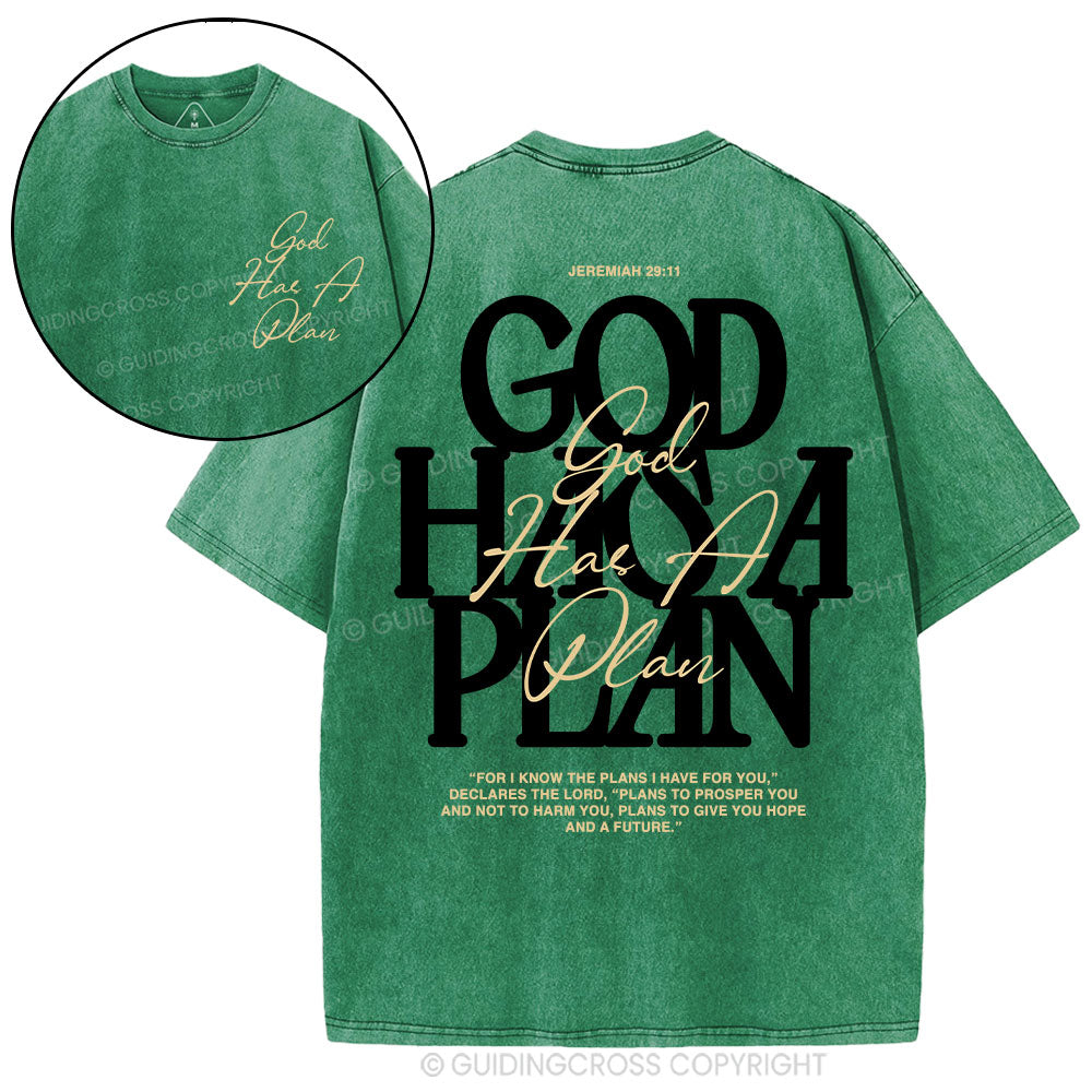 God Has A Plan Christian Washed T-Shirt