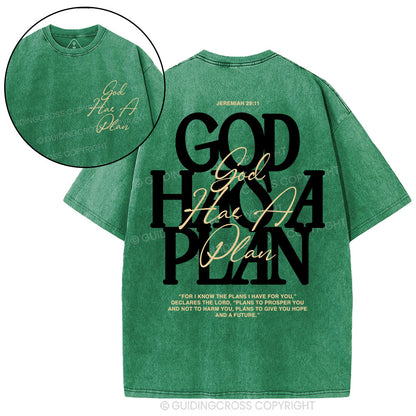God Has A Plan Christian Washed T-Shirt