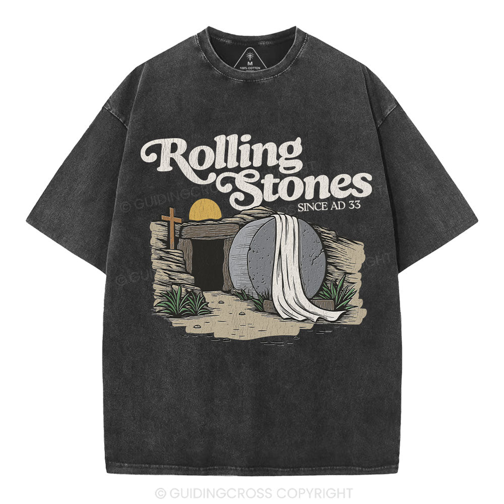 The Stone Was Rolled Away Christian Washed T-Shirt