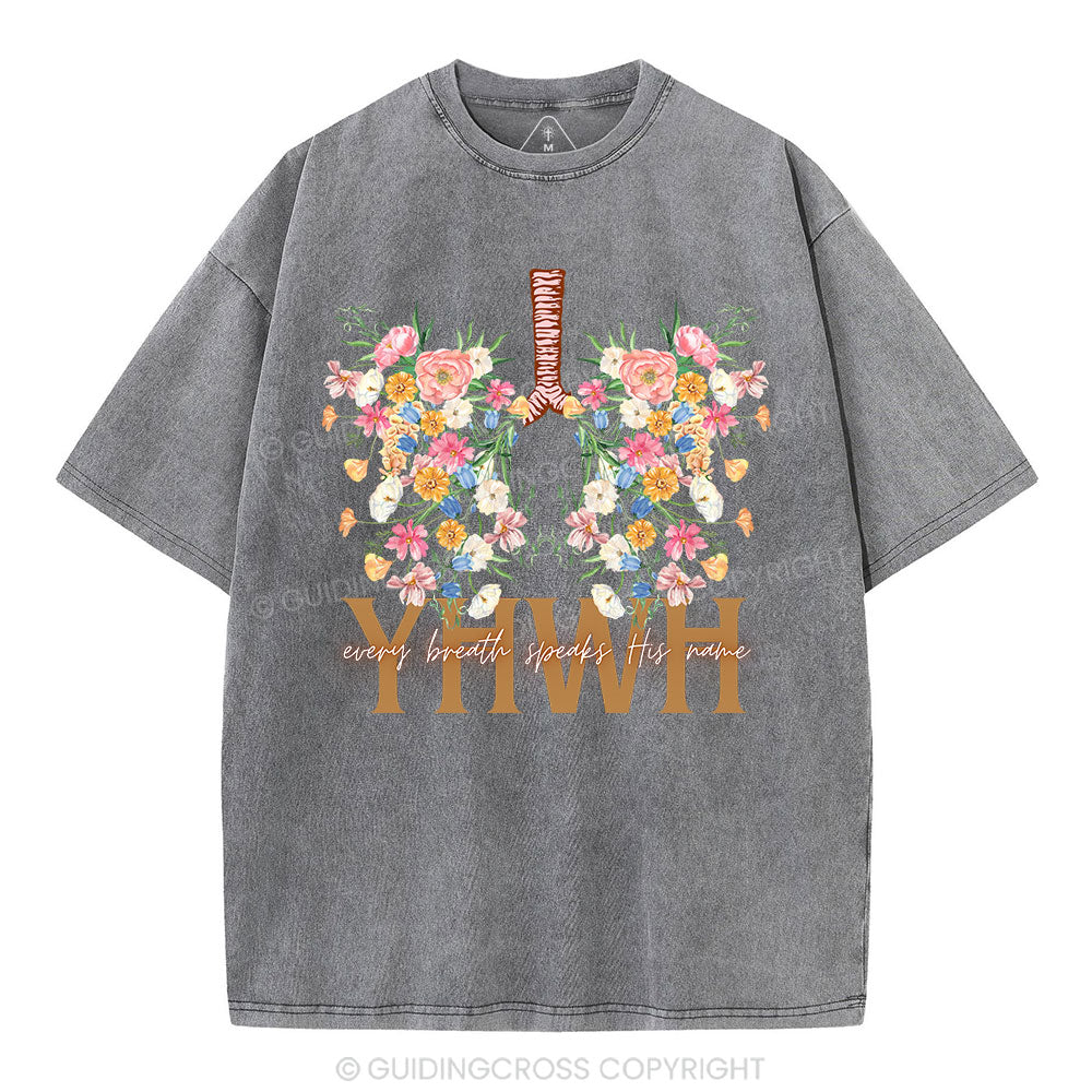 YHWH Floral Christian Washed T-Shirt