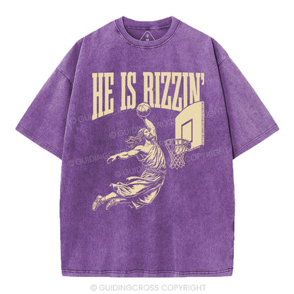 He Is Rizzin Christian Washed T-Shirt
