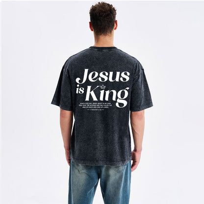 Jesus Is King Christian Washed T-Shirt
