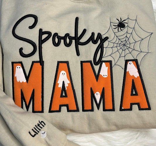 Custom Embroidered Halloween Spooky MAMA Sweatshirt for Halloween | Halloween Gift