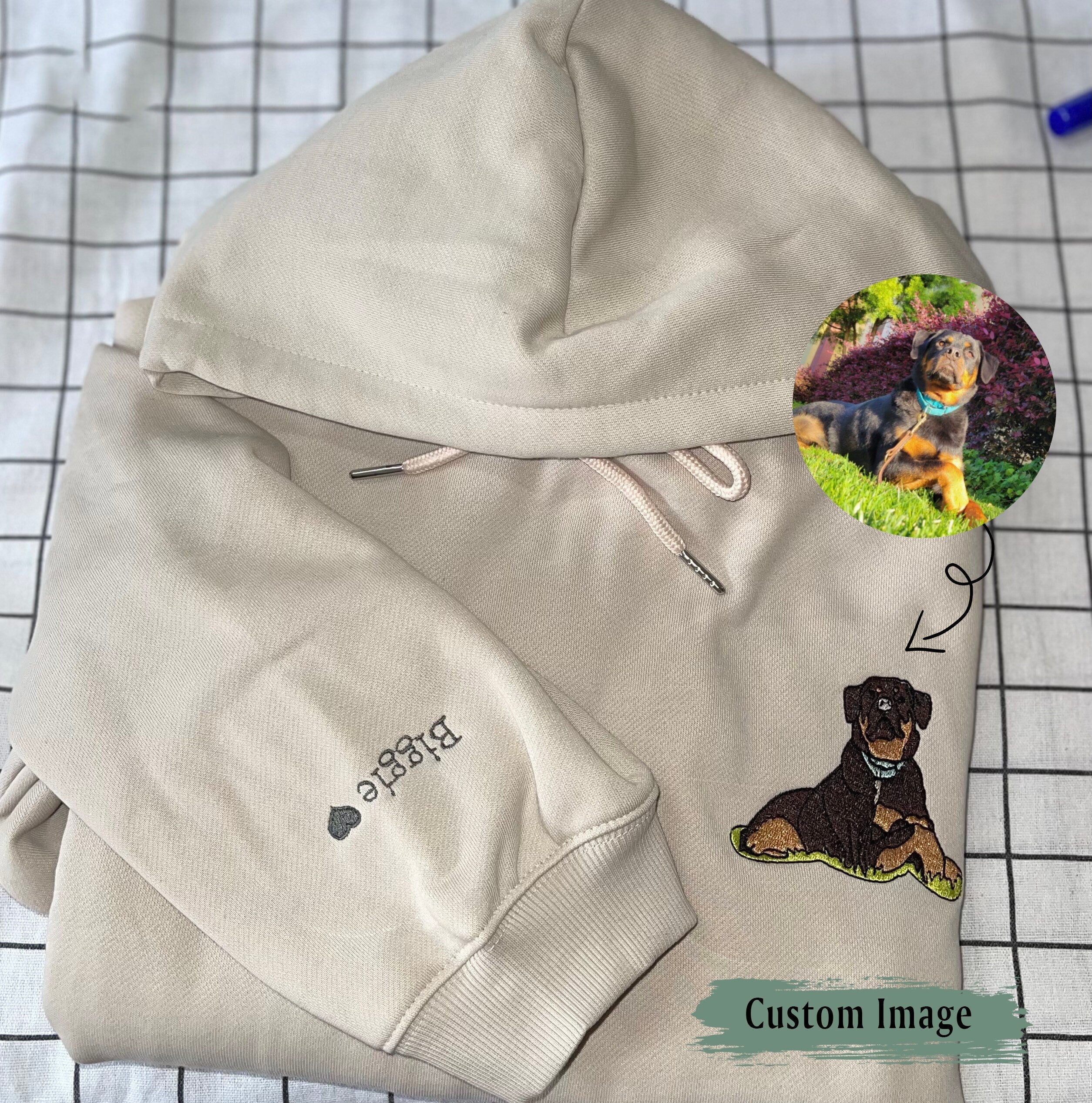 Custom Dog Portrait With Photo And Name Embroidered Sweatshirt | Gift For Pet Lover