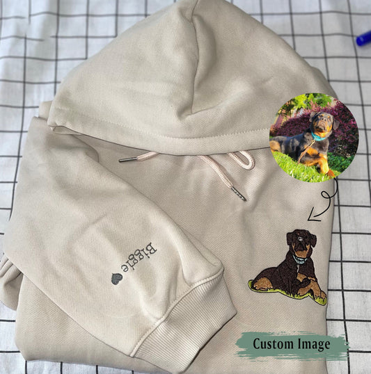 Custom Dog Portrait With Photo And Name Embroidered Sweatshirt | Gift For Pet Lover