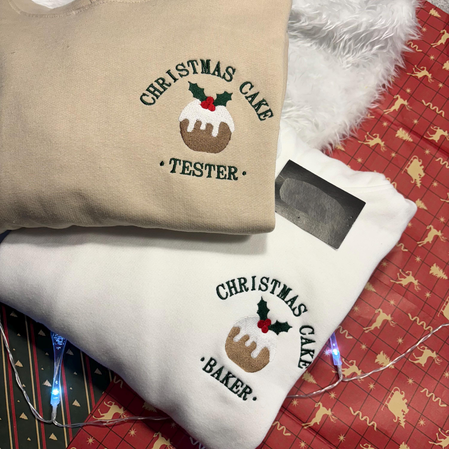 Christmas Cake Baker And Tester Embroidered Sweatshirts | Boyfriend Girlfriend Mum Dad Family Festive Sweatshirts