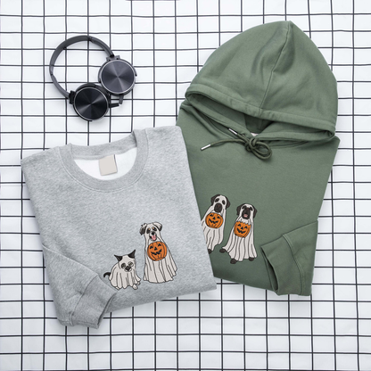 Custom Embroidered Halloween Ghost Dog Sweatshirt | Halloween Gift