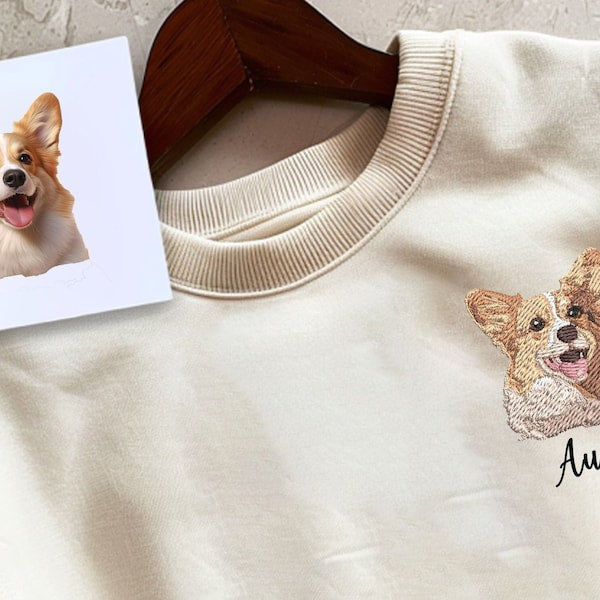 Custom Embroidered Pet Photo Sweatshirt | Dog Mom Sweatshirt
