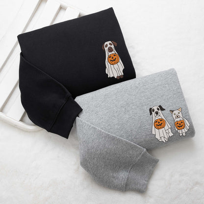 Custom Embroidered Halloween Dog Pumpkin Sweatshirt | Halloween Gift