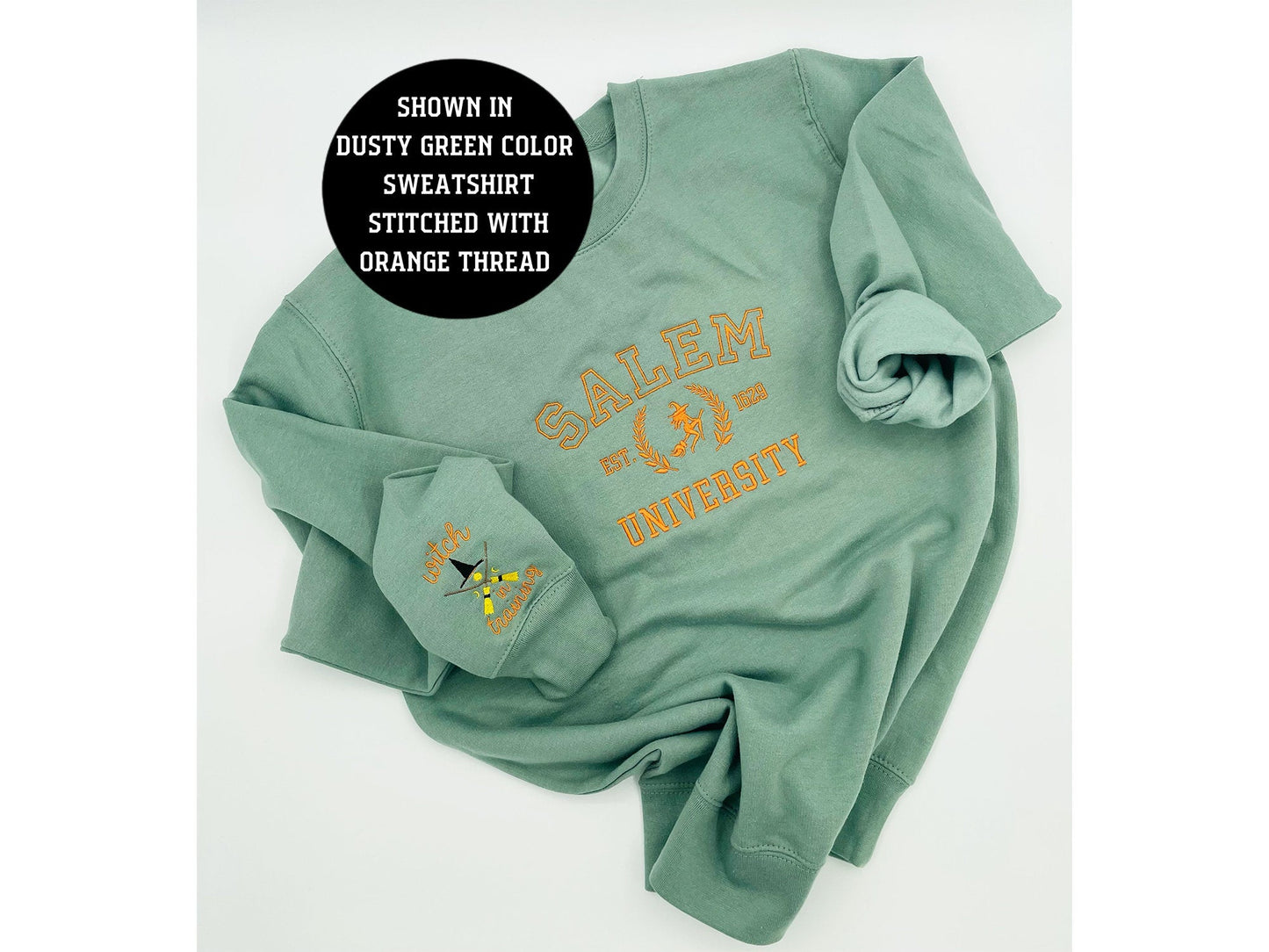 Custom Embroidered Halloween Witch College Sweatshirt | Salem University Shirt | Halloween Gift