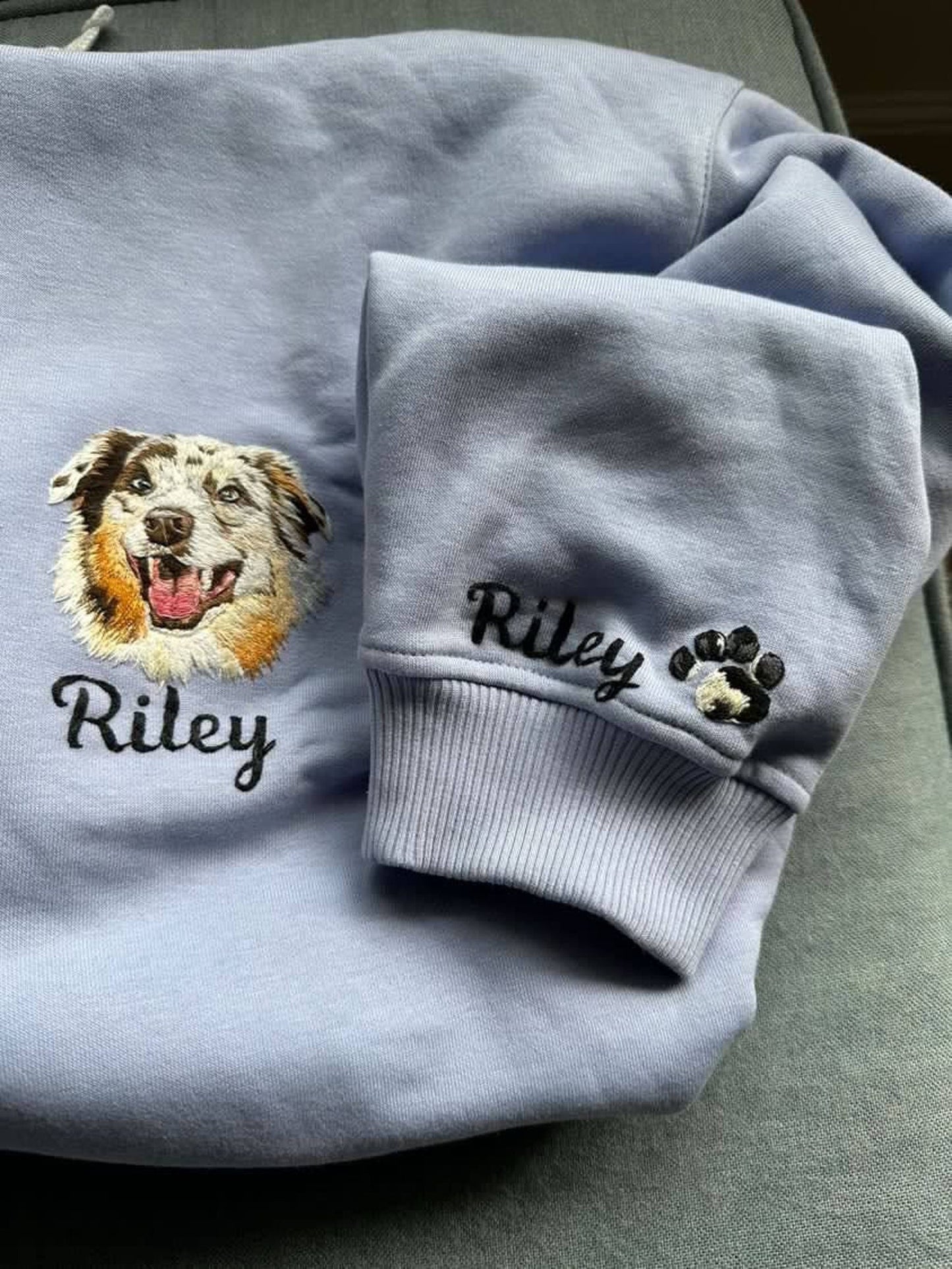 Custom Dog Portrait Photo Embroidered Sweatshirt | Gifts For Pet Lovers