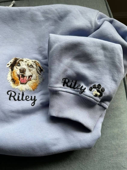 Custom Dog Portrait Photo Embroidered Sweatshirt | Gifts For Pet Lovers