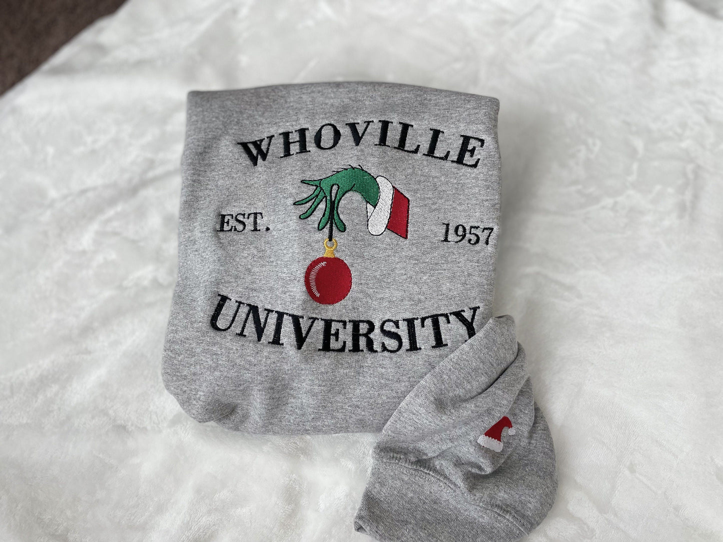 Christmas Whoville University Embroidered Sweatshirt | Christmas Embroidery Sweatshirt