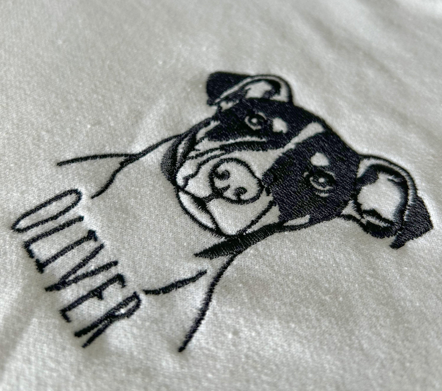Custom Embroidered Pet Portrait Hoodie With Photo And Name | Gift For Pet Lover