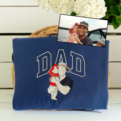 Personalized Dad & Me Sweatshirt - Custom Photo Embroidery with Year & Nickname - Best Father's Day Gift