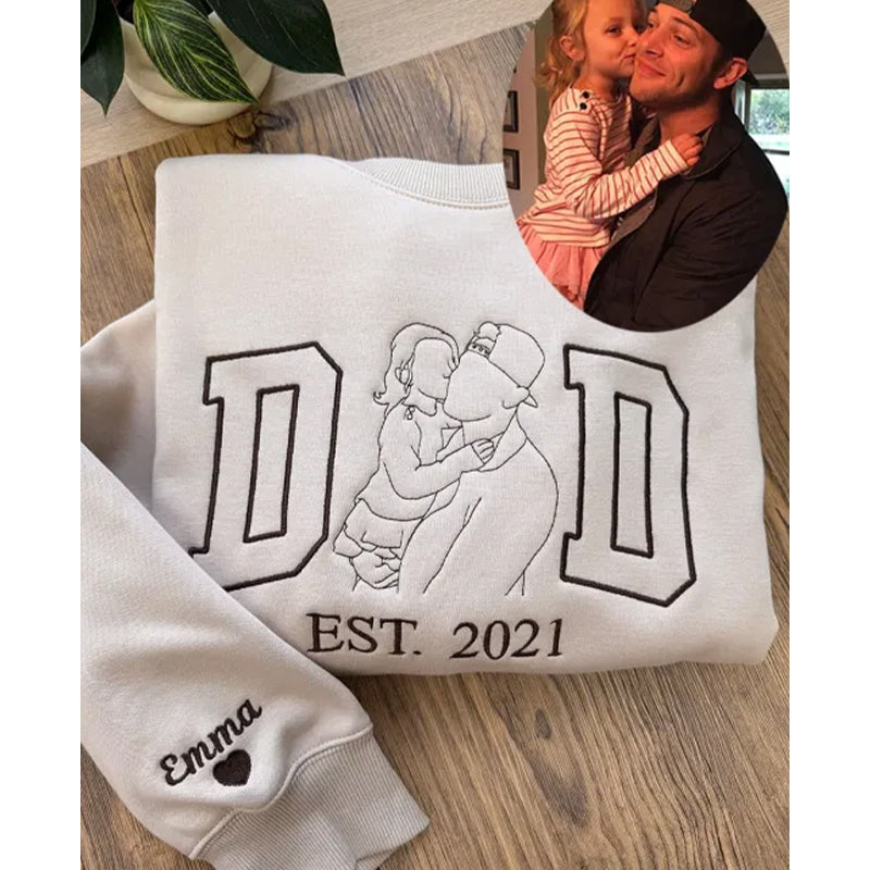 Custom Dad Shirt - Embroidered Portrait Shirt with Photo - Unique Gift for Dad and Family