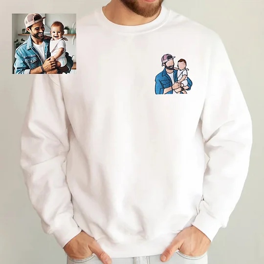Personalized Photo Portrait Sweatshirt for Dad, Papa, and Your Beloved Ones