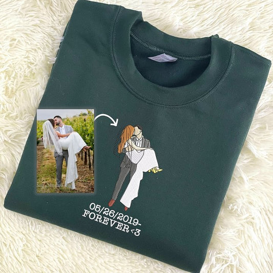 Custom Embroidered Portrait Sweatshirt – Personalized Photo & Roman Numerals