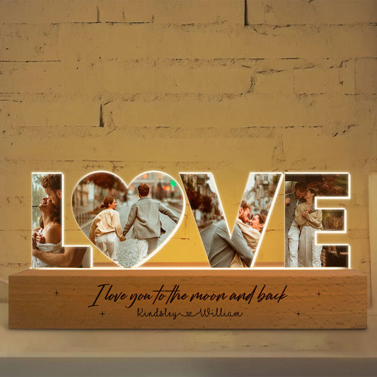Personalized Couple Photo Collage Night Light, Custom Wedding Photo Gift, Anniversary Gift, Gift for Couple, Gift for Girlfriend Boyfriend