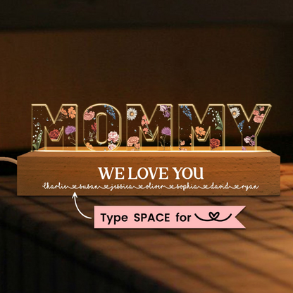 Birth Month Flower Custom LED Night Light, Birthday Gift, Anniversary Gift For Mom, For Wife, For Her