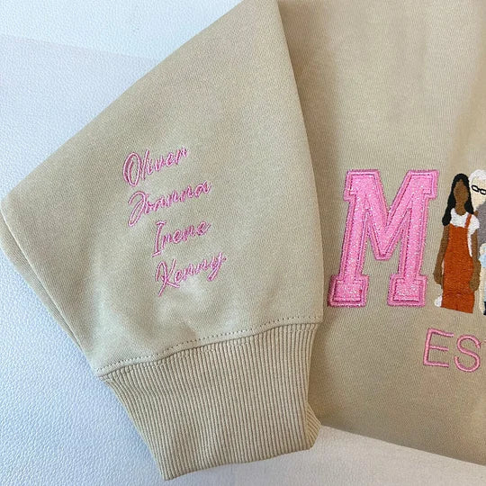 Personalized Embroidered Family Photo Glitter Sweatshirt - Mother's Day Gift