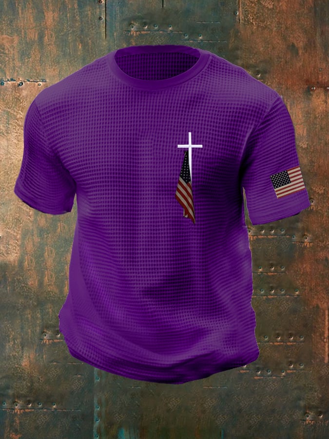 Men'S Flag And Cross Waffle T-shirt