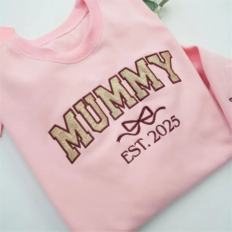 Mama Glitter Embroidered Sweatshirt Mother Day/Personalized Year
