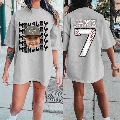 Custom Sports Mom Shirt – Personalized Baseball/Softball/Football/Soccer/Hockey Photo Tee