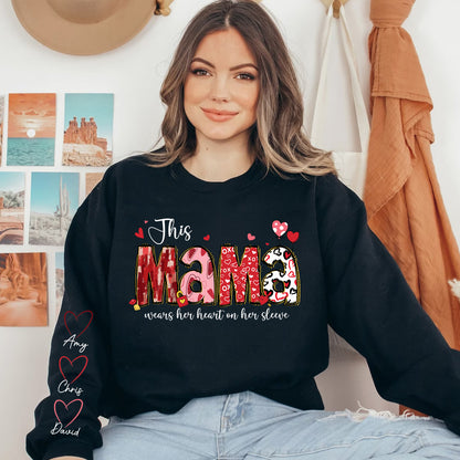 Personalized Heart on Her Sleeve MUM Sweatshirt