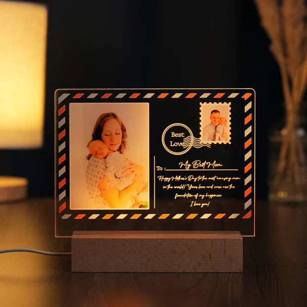 Custom LED Light Frame with Family Photos & Personal Letters - A Timeless Gift for Mom