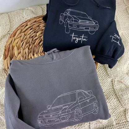 Customized Outline Portrait Car Embroidered Sweatshirt