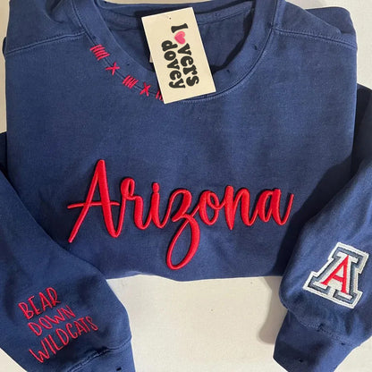 VINTAGE 3D Embroidery Unisex Hand Distressed Crew