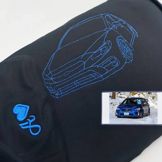 Custom Embroidered Car Outline Sweatshirt, Gift for DAD/Husband/Boyfriend, Father's Day Gift