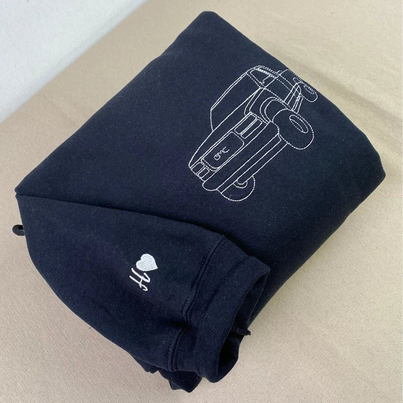 Customized Outline Portrait Car Embroidered Sweatshirt