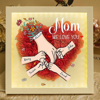 Family Love Blooms Forever – Personalised Mom & Grandma Flower Shadow Box with Names