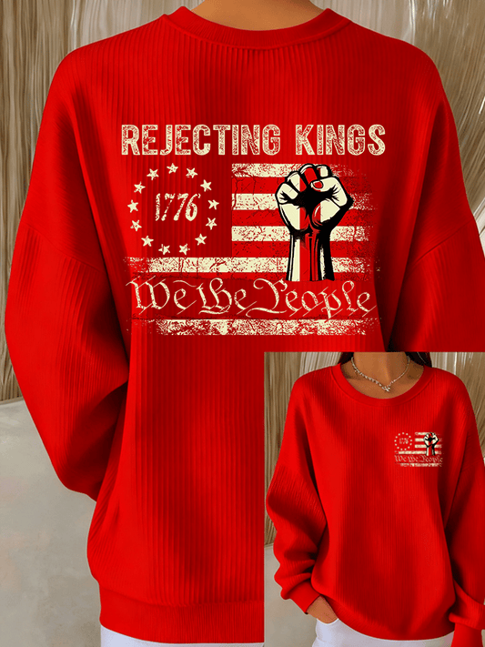 🔥Buy 3 Get 15% Off🔥Women's FDT Print Knit Crew Neck Long Sleeve Top