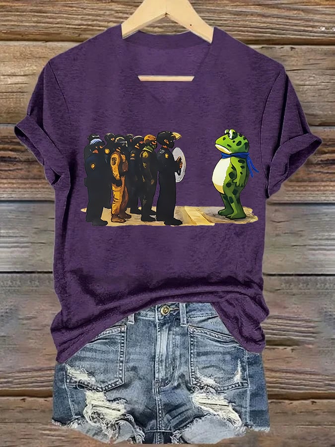 🔥Buy 3 Get 15% Off🔥V-neck Women's  Portland Frog print T-Shirt