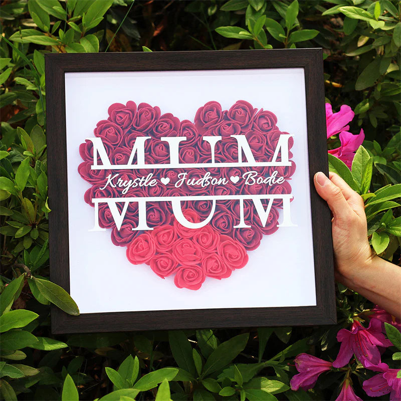 Personalized Mom Flower Shadow Box With Name