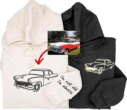 Customized Outline Portrait Car Embroidered Sweatshirt