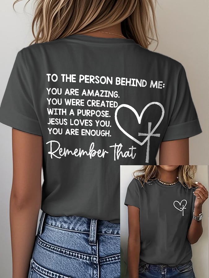 Women's Dear Person Behind Me Christian Print Casual T-Shirt